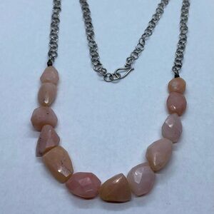 Sterling Silver with Pink Faceted Stone Necklace